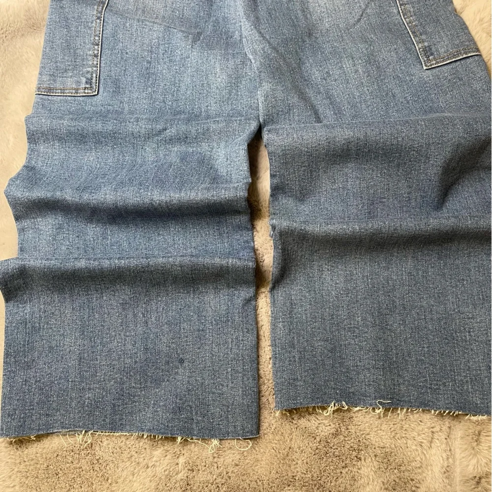 OAT New York High-Rise Cargo Wide Leg Jeans Utility Denim 10/30 Blue Casual